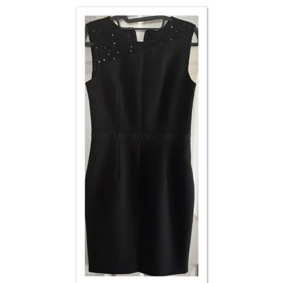 Halston Heritage Black Sheath Sequin Dress - Picture 1 of 2